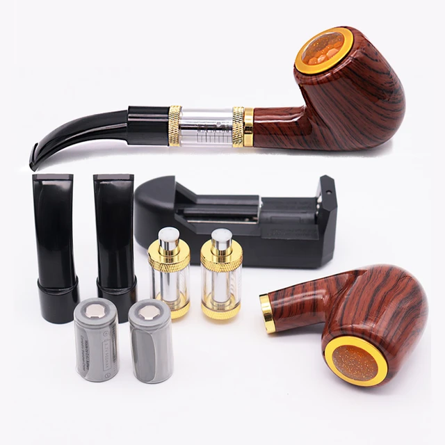 Hugovapor E-Pipe 618 Vape Mod Pipe Starter Kit Electronic Cigarette Dual  900mAh Wooden Pipe Mod Rechargeable E Pipe Old Fashion - AliExpress