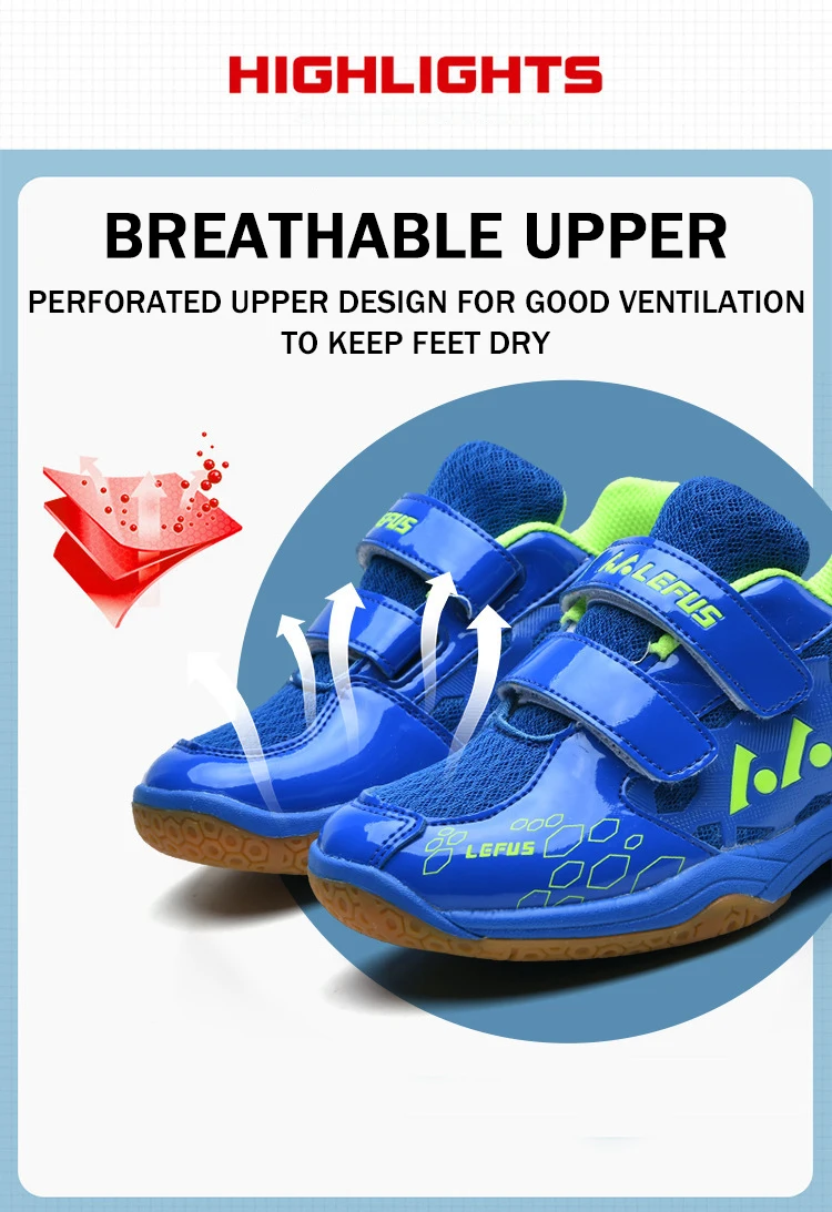 Description Picture 6 of itemTaoBo Original LEFUS Small Size 28 29 Kid Badminton Sneakers Hook Loop Tennis Shoe for Breathable Jogging Sport Shoes