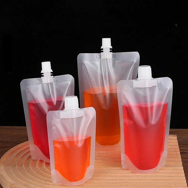 

Self-supporting Suction nozzle bag disposable thickening Frosted transparent Takeout beverage Milk tea Portable Packaging bags