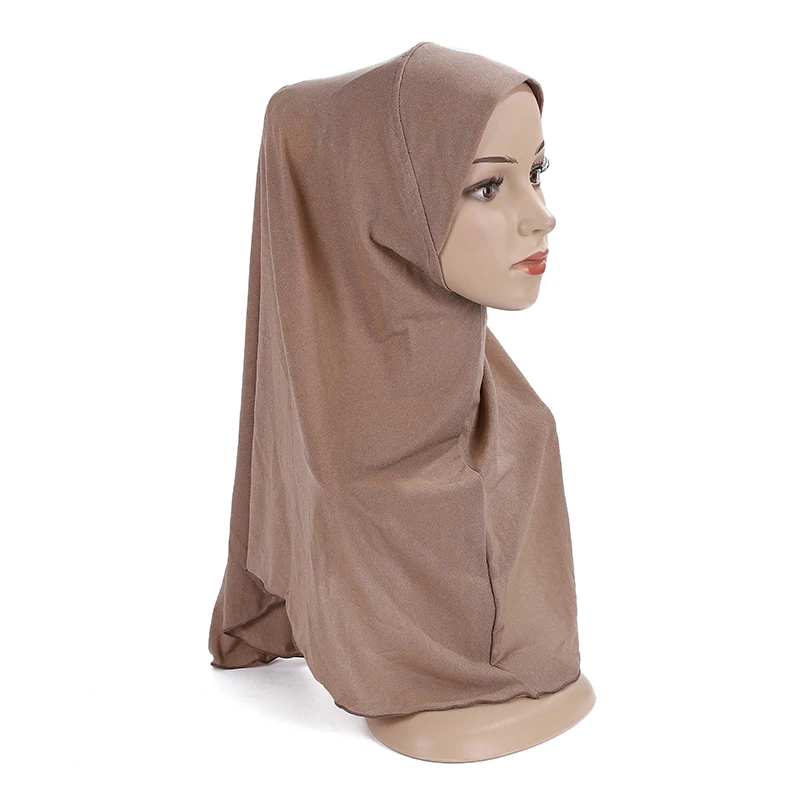 Teenage Girls Muslim Hijab Plain Hijab Hats Scarf Islamic Headscarf Hat Amira Pull On Headwrap 10 years girl scarf muslim hijab