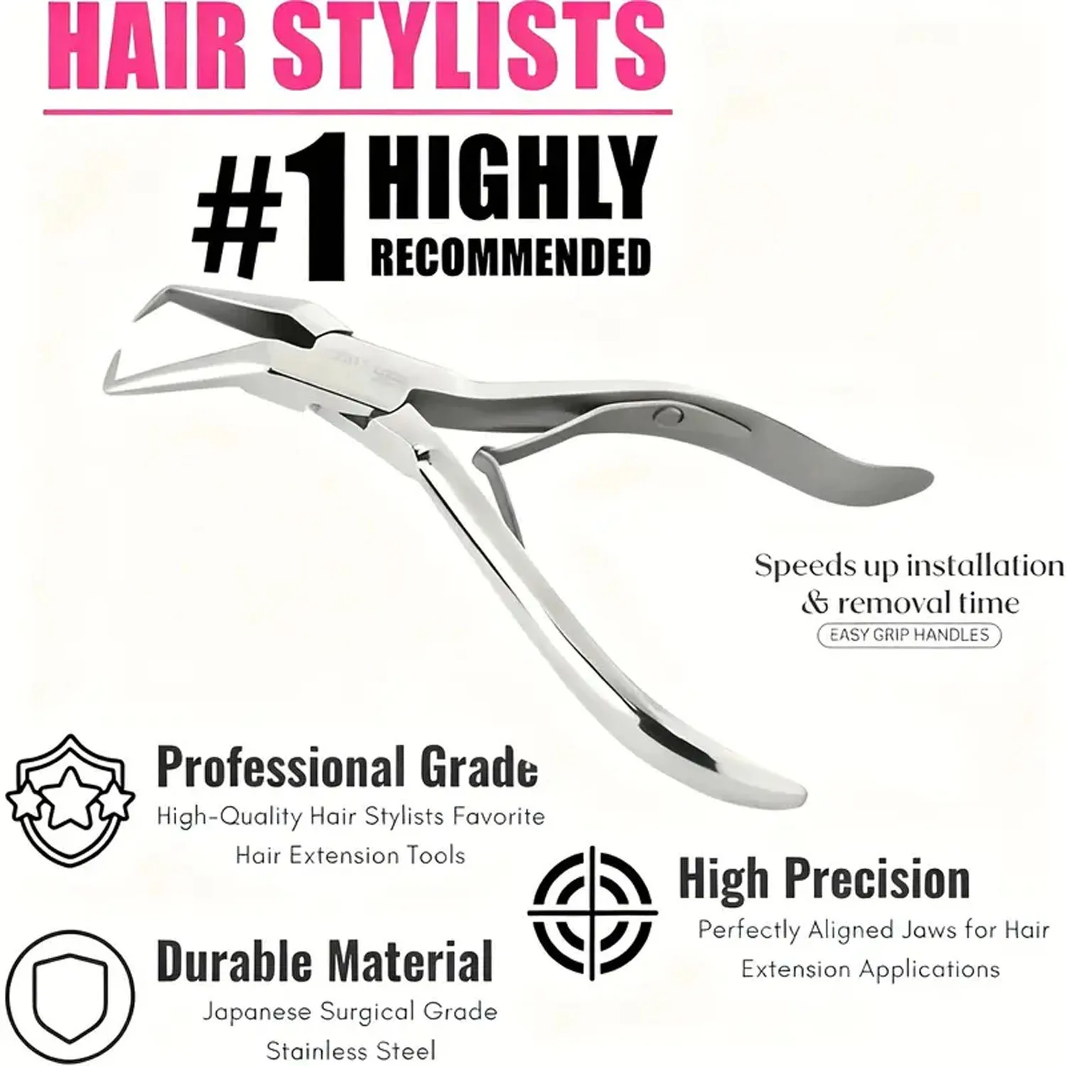 5.5 Inch Hair Extension Tools Silver Microlink Bead Remover Plier Micro Ring Beads Opener for Hair Extensions Removal