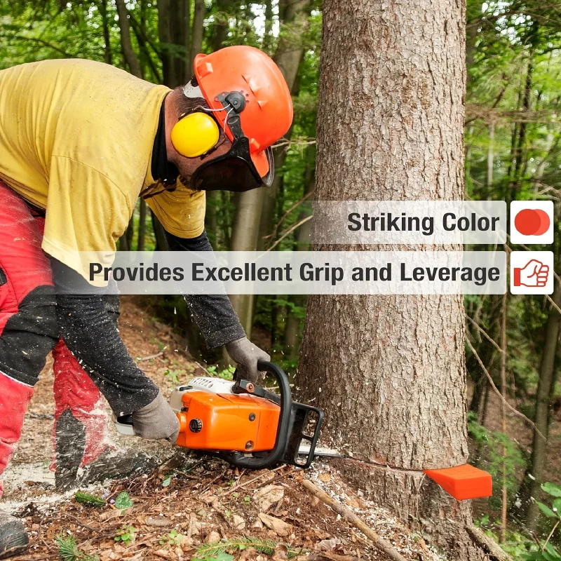 2-Pack Heavy-Duty Tree Felling Wedges Spiked Safety Logging Tool for Chainsaw Cutting, Multi-Purpose as Door/Utility Wedge