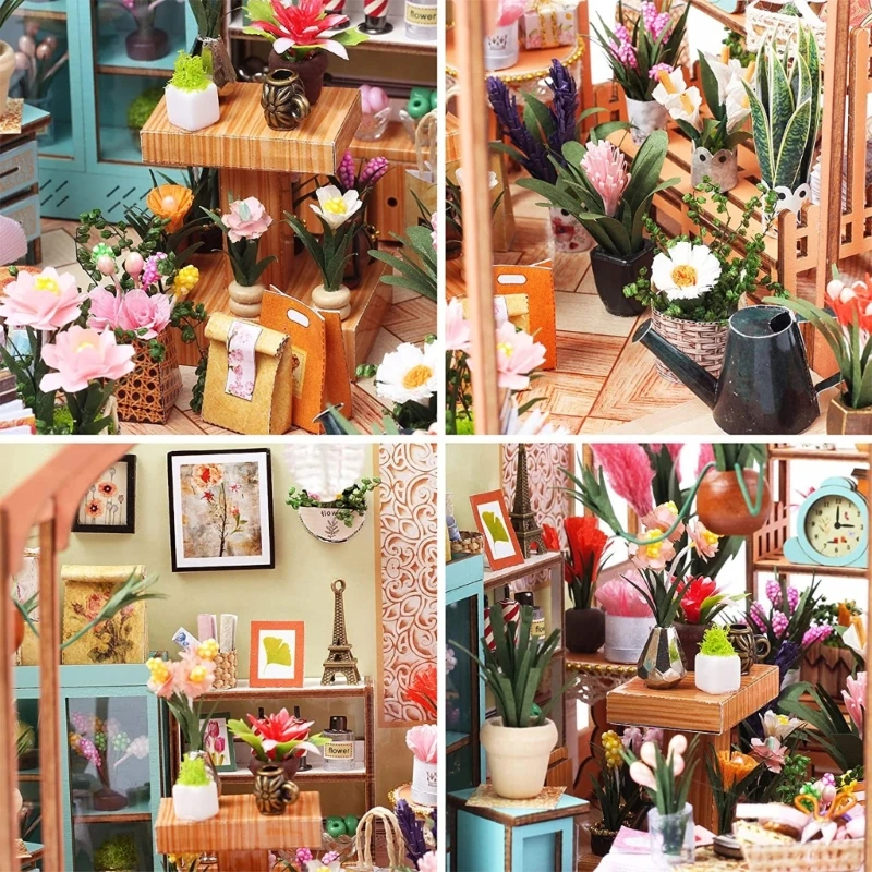 DIY Glow Miniature House Models with Furniture Kits Kids Educational Toy Handmade 3D Greenhouse Art Crafts Women Girls Gifts 2
