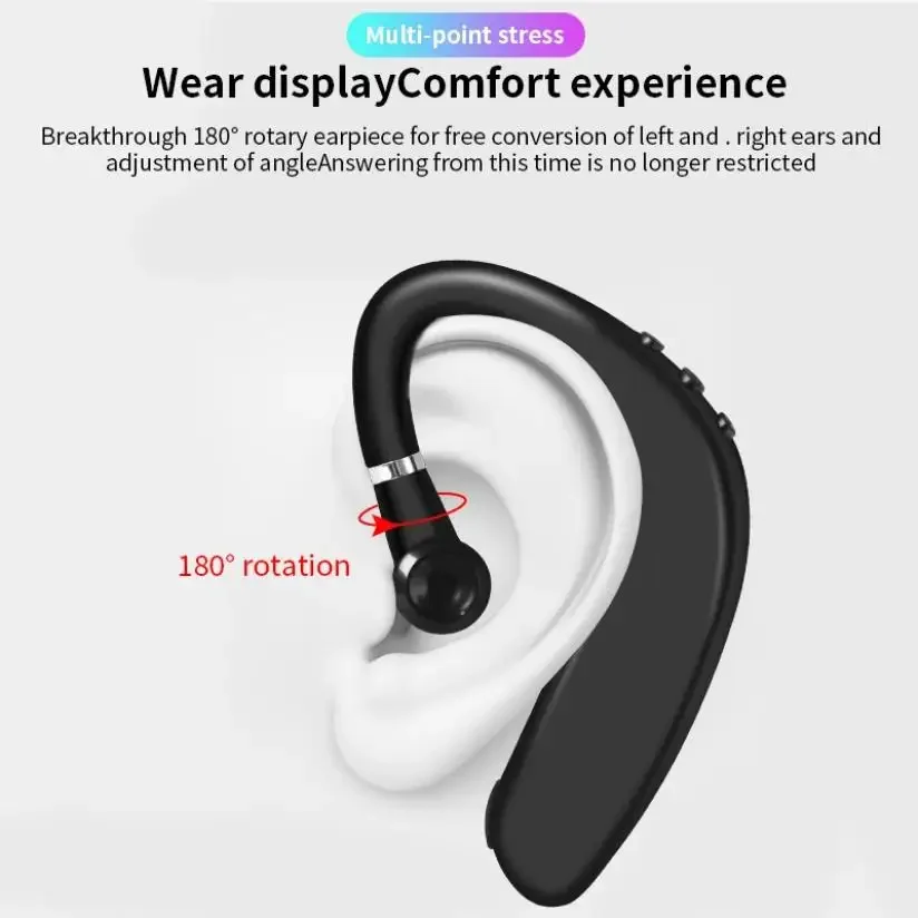 Wireless Bluetooth Earphones Single Ear Hook Headset