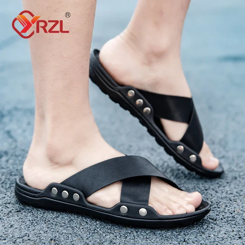 YRZL Slippers for Men Comfortable Indoor Slides Outdoor Casual Sandals Man Lightweight Breathable Beach Slippers Men