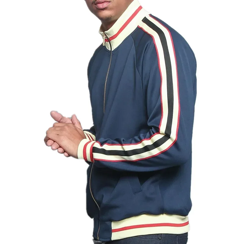 Striped Baseball Jacket Casual Men's Autumn/winter Sweatshirt Cardigan Sporty Elegant Style