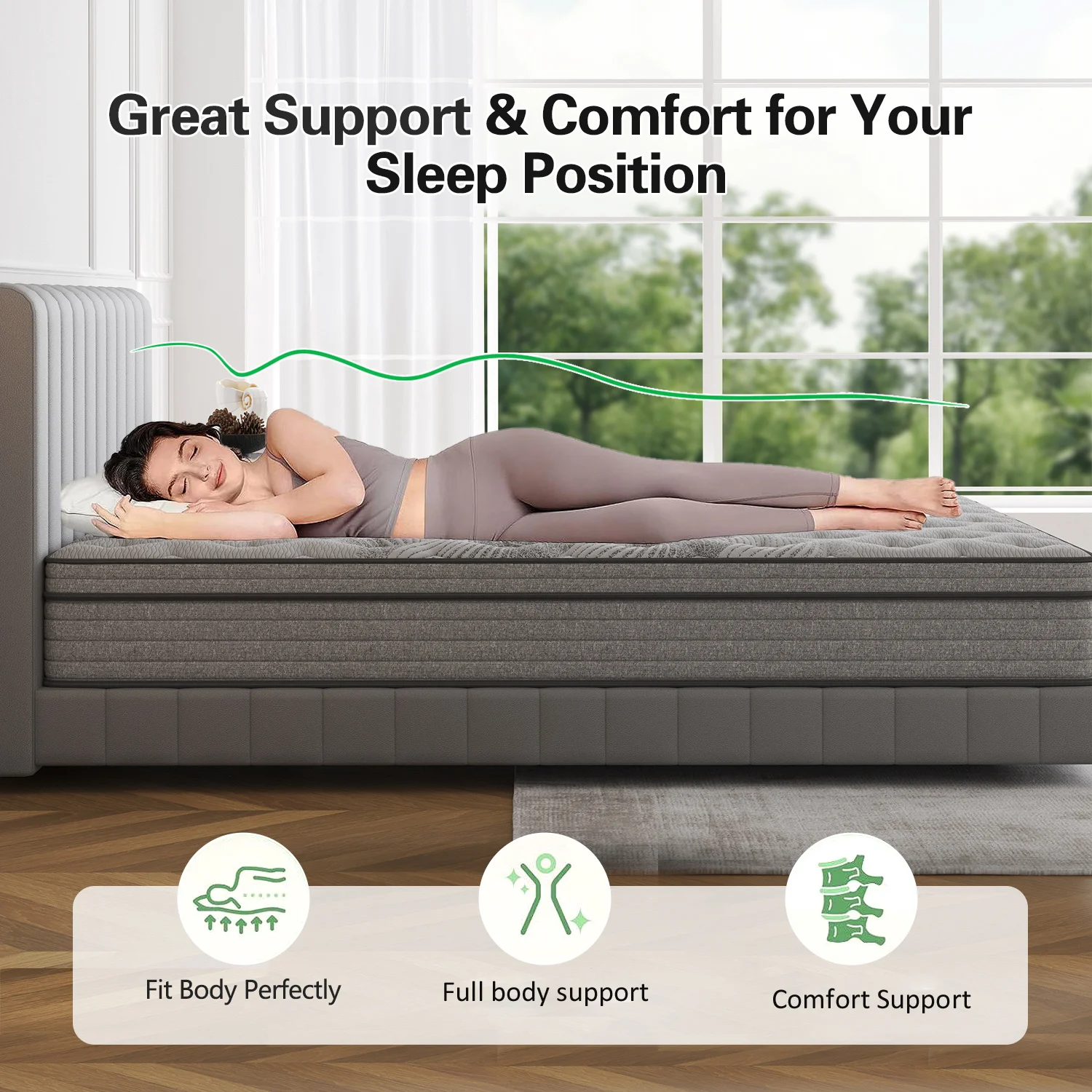 King single Size Bed Mattress Orthopedic Memory Foam Euro Top - 3