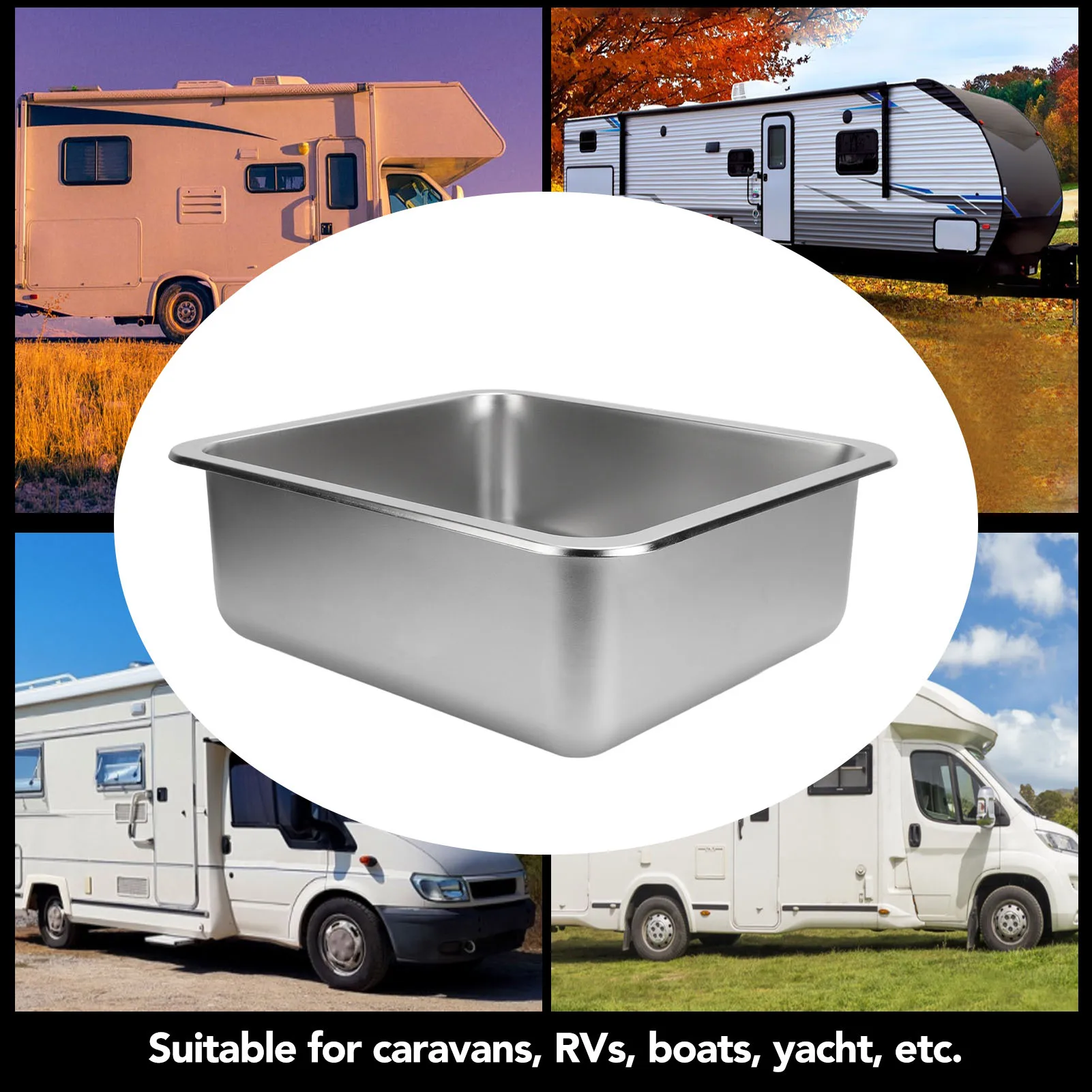 RV Sink Versatile 304 Stainless Steel Heat Resistant Embedded Installation Efficient Drainage Kitchen Wash Sink for Yacht