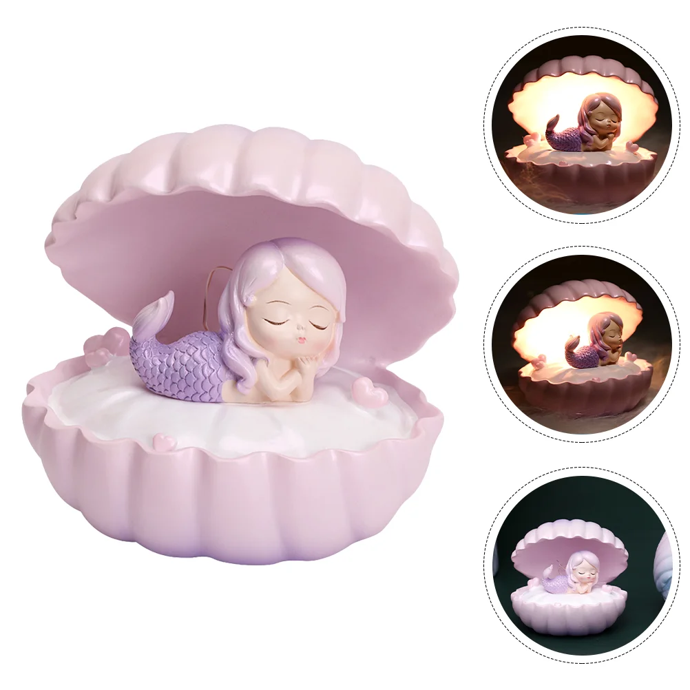 

Ночник «русалка» в виде ракушки, маленький ночник, украшение, ракушка для девушек, сказочный декор, ночник, поделки, подарок для детей для сна