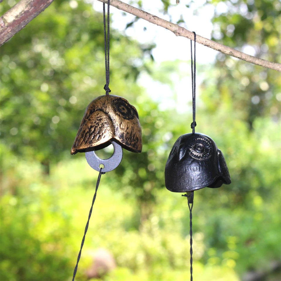 Japanese Furin Wind Chime Nanbu Cast Iron Iwachu Owl Wind Bell