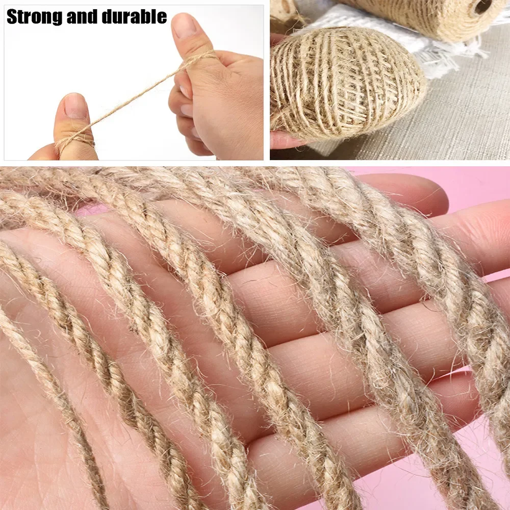 1-10MM Natural Hessian Jute Twine Jute Rope Burlap Rope Burlap String for DIY Crafts Gift Wrapping Wedding Christmas Decor jute rope
