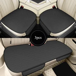 Breathable Non - Slip Ice Silk Car Seat Cushion and Cover, Universal Fit, Solid Color Design (Black three - piece)