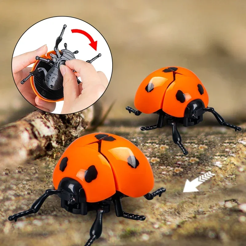 4PCS Creative Mini Ladybug Beetle Crawling Wind Up Toys Insect Model Children Toy Insect Model Favors Party Gifts
