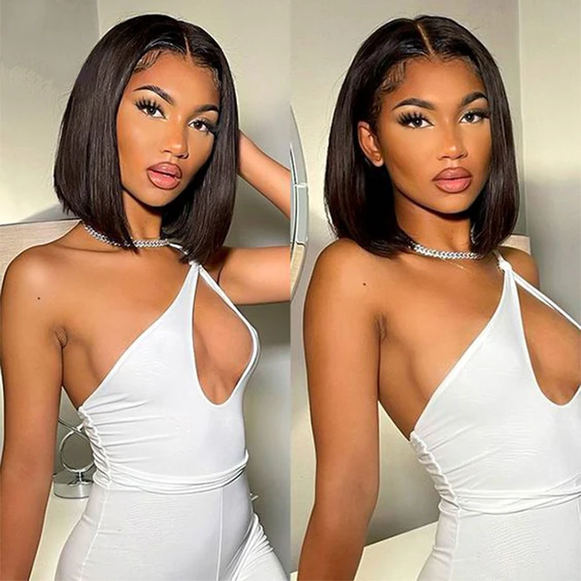 Perruque Bob Lisse Extrême en Cheveux Humains, Lace Frontale HD Transparente Pré-Pluckée 13x4, Sans Colle, Densité 250% 1