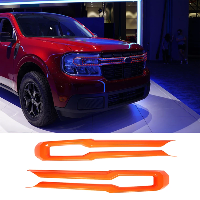 

For Ford Maverick 2022 Car Front Bumper Mesh Center Grille Grill Molding Strips Cover Trim ABS Exterior Accessories 2 Pcs