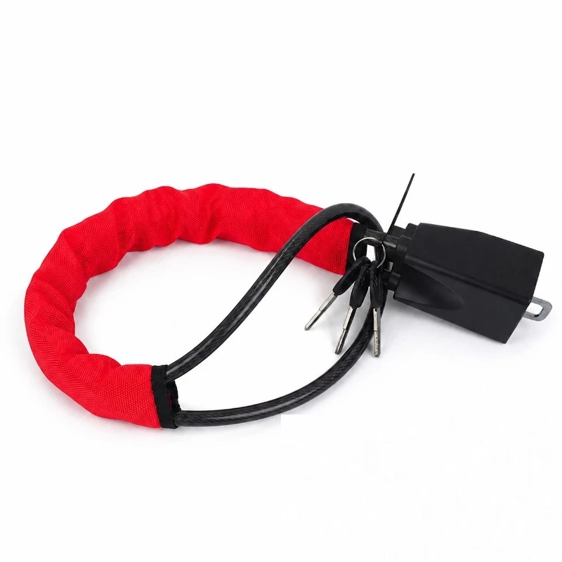 Universal Anti-Theft Car Steering Wheel Lock with Secure Seat Belt Attachment and Steel Rope
