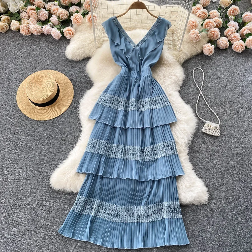 

women's lace dress mid-length high waist slim skirt GRAY22