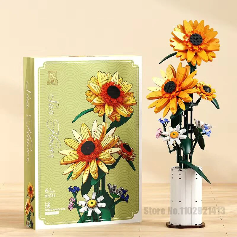 

92039 Creative And Interesting Simulation Of Flower Bonsai Sunflower Desktop Decoration Building Blocks Bricks Toys Gifts