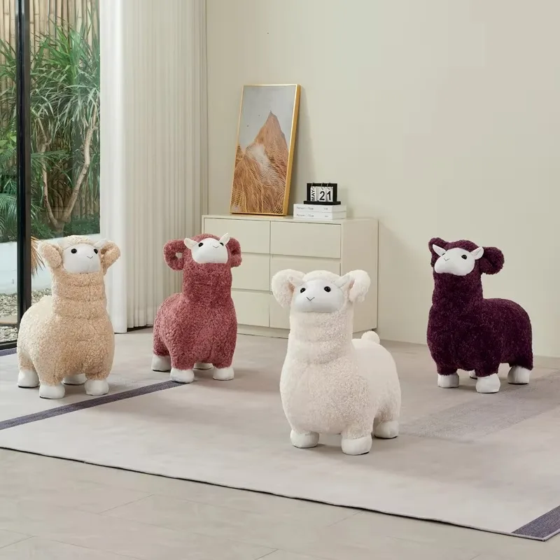 Sgabello a Forma di Pecora, Sedia per Bambini, Seduta Decorativa per Camera da Letto - immagine 6
