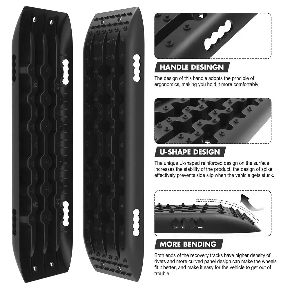 X-BULL 10 Pairs Recovery tracks Boards 4WD for X4 10T Sand / Mud / Snow Gen 2.0 Black