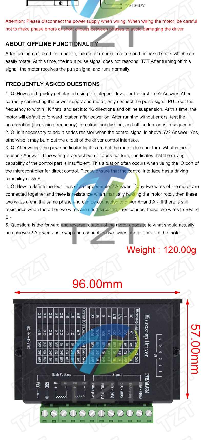 TZT 1/2/5 Stück Schrittmotor-Treiber TB6600 23 Nema 34 42/57/86 Nema17 4A DC9-40V 1-Achsen-Schrittmotor für CNC-Graviermaschine – Detail 4