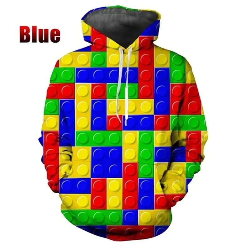thumbnail image 1 of Sudadera con capucha para hombre con estampado 3D de bloques de construcción divertidos, estilo hip-hop callejero, para deportes al aire libre, informal y holgada, 1 of 4