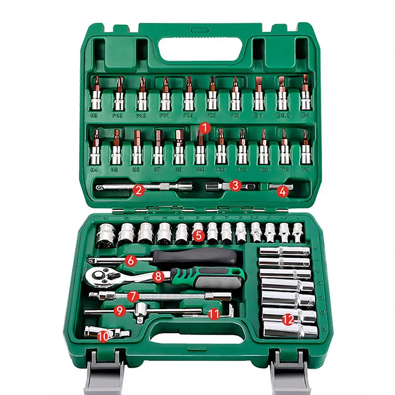 46/53 pcs ไดรฟ์ซ็อกเก็ตประแจวงล้อชุด REVERSIBLE RATCHET S2 และ CR-V ซ็อกเก็ตในครัวเรือนซ่อมรถยนต์ Ki 1