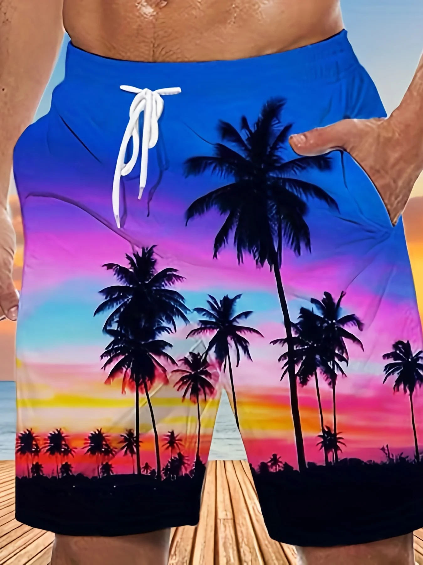 Men's Summer Sports Shorts Quick Drying Pants Sport Pants Coconut Tree Print Beach Pants Gym Pant Workout Pant Men Women Shorts 2