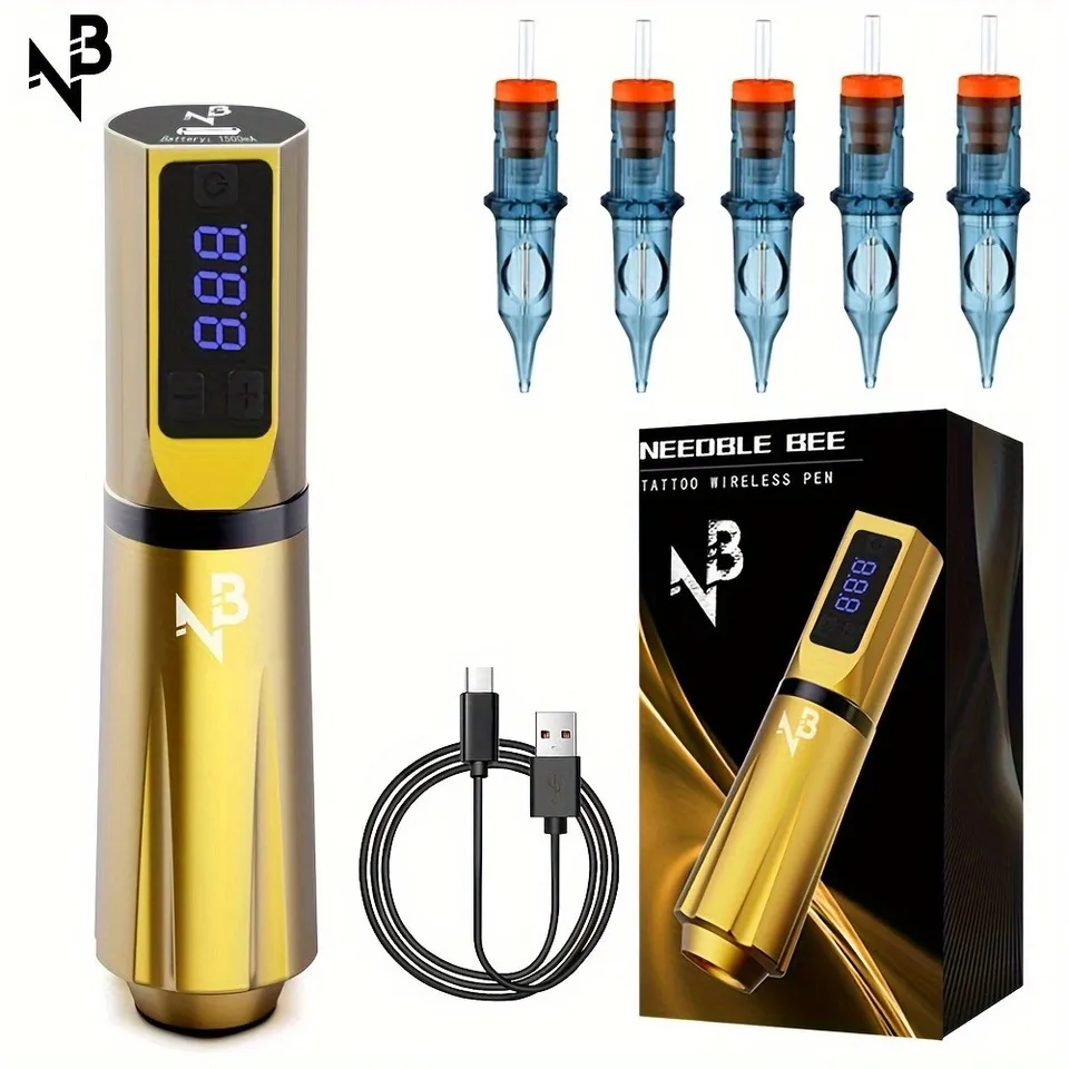 Classy Gold Wireless Tattoo Machine Set