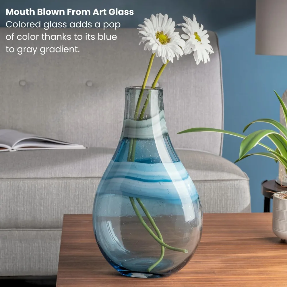 Tall Blue Glass Vase 4