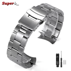 Men's Sports Bracelet: Solid Stainless Steel Watch Strap with Jubilee and Oyster Design - 22mm (Silver for Oyster)
