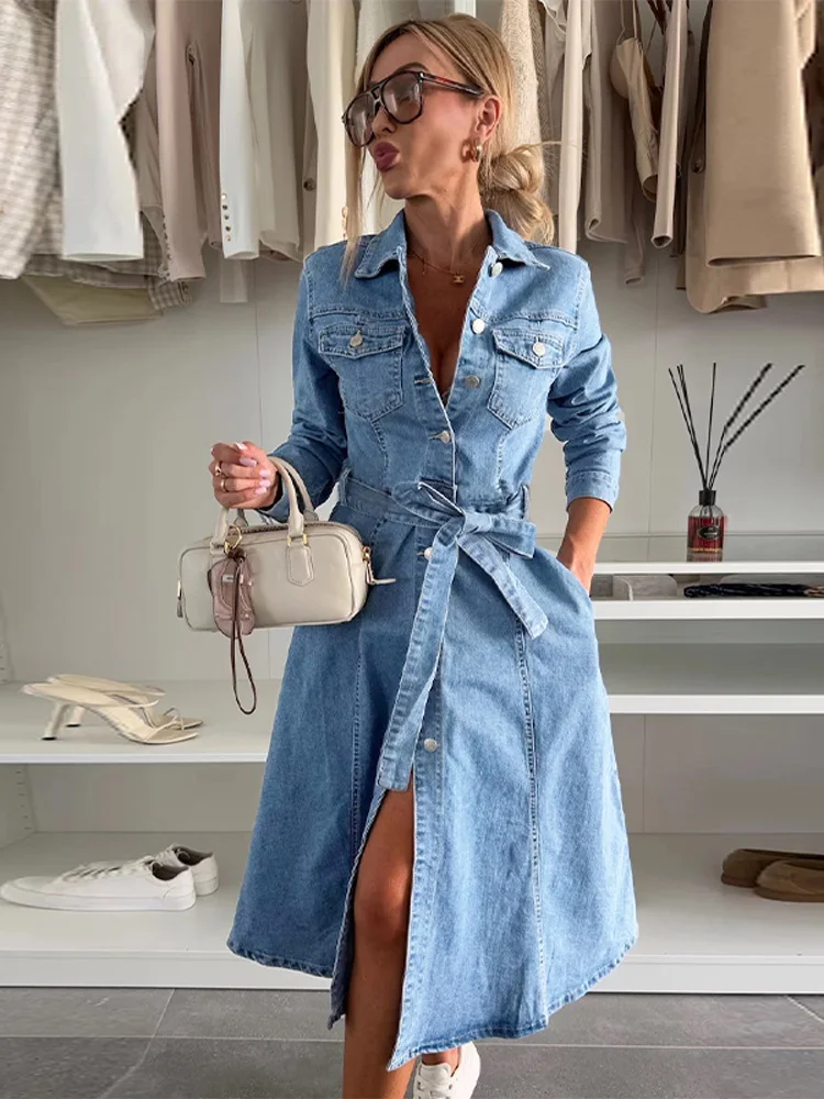 casual denim dress outfit 17 Jean-Dress Outfits to Re-Create ASAP