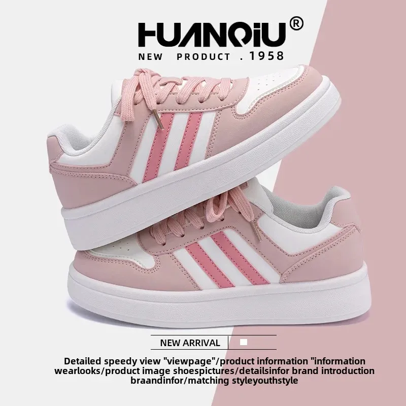 Women Shoes Sports Board Shoes Pink Board Shoes Women's Spring Versatile Student Campus Style Breathable With Light Heel
