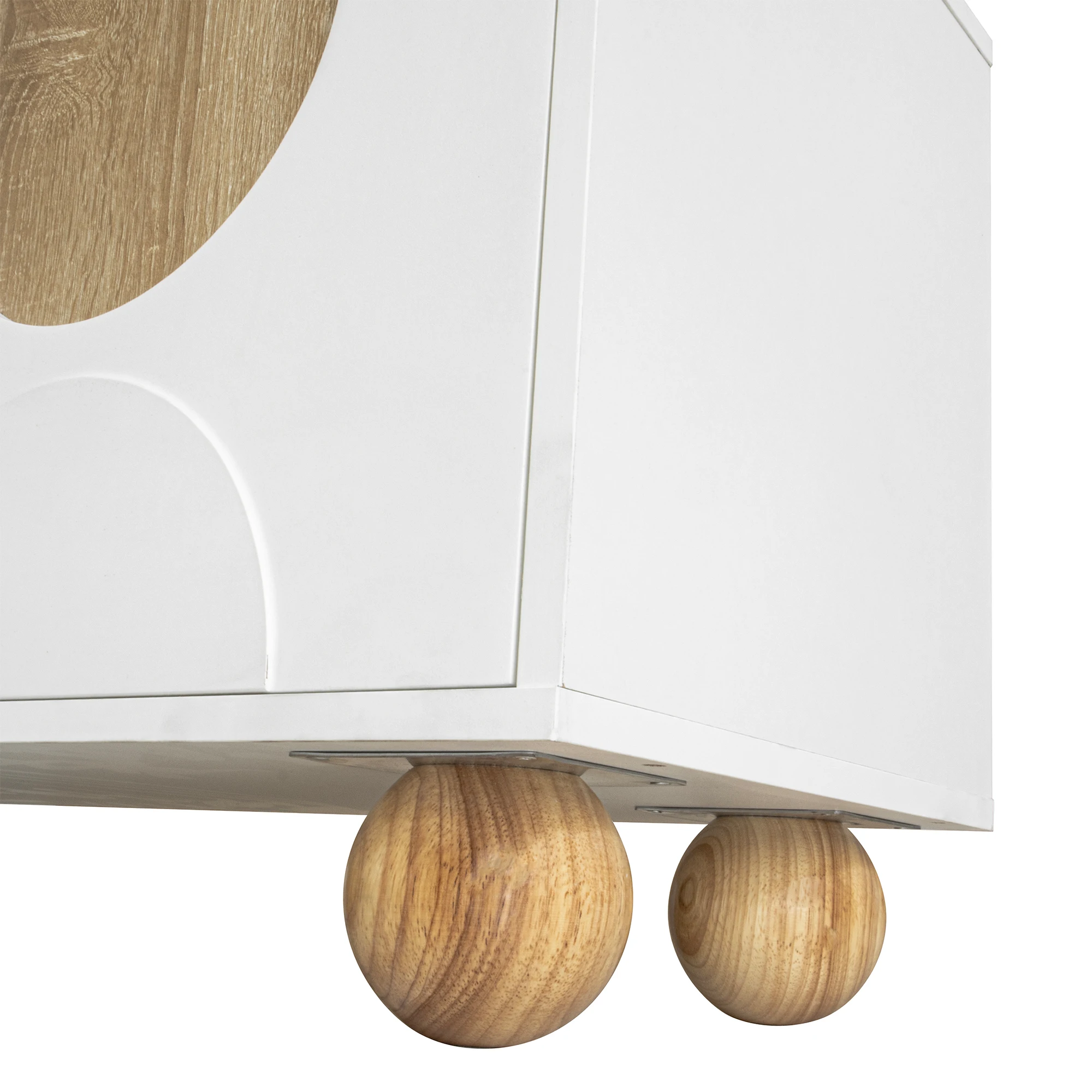 TV-Schrank mit vier Türen und niedrigem TV-Ständer. Einzigartiges Vintage-Holzmaserungsdesign. Abmessungen: 175 x 38 x 50 cm. – Detail 26