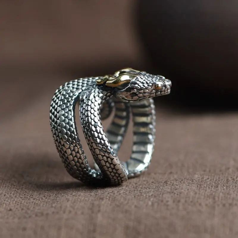 Trend Style Gothic Snake Dragon Horn Alloy Men's Ring Punk Hip Hop Locomotive Cool Rock Party Gift Wholesale