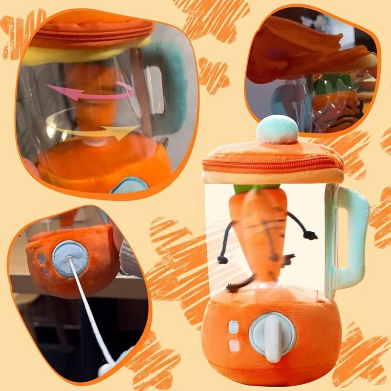 Plush Carrot Juicer Toy,Carrot Juicer Plush Toy,6 Inch Carrot Blender Plush, Fun Drawstring Rotating Toy, Rotating