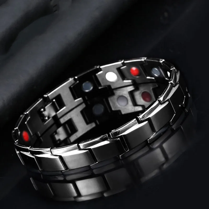 Magnetic Bracelet Men Simple Black Stainless Steel For Arthritis Health Care Jewelry Gifts
