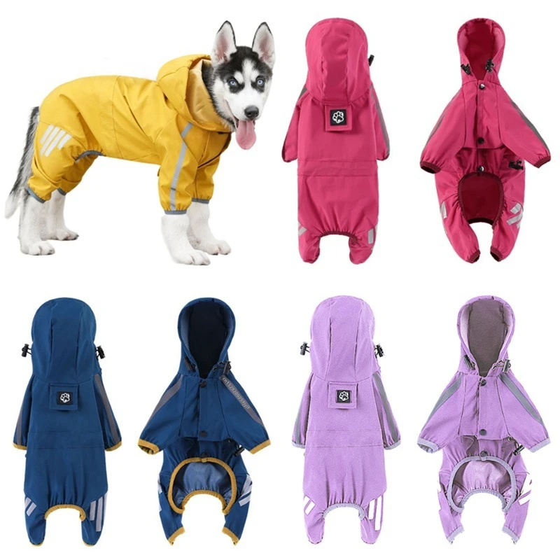 Dog Raincoat Pet Dog Waterproof Raincoat Jumpsuit Reflective Rain Coat For Small Medium Pets