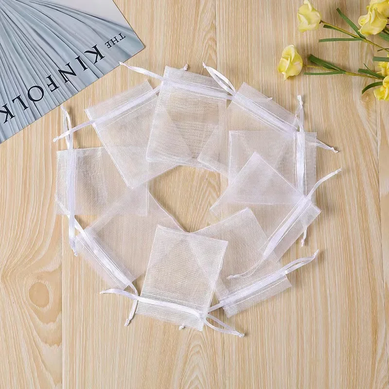organza favor bags 25pcs Transparent Organza Favor Bags Packaging Pocket Jewelry Candy Drawstring Mesh Pouch Birthday Wedding Party Small Gift Bag