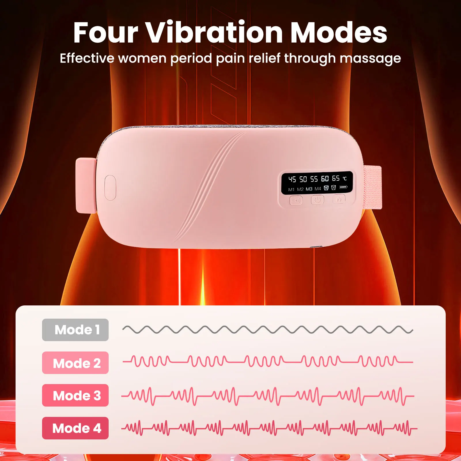 Women Menstrual Heating Pad Effective Hot Compress Period Relief Uterus Warmer Belt Vibration Heated Abdominal Waist Massager