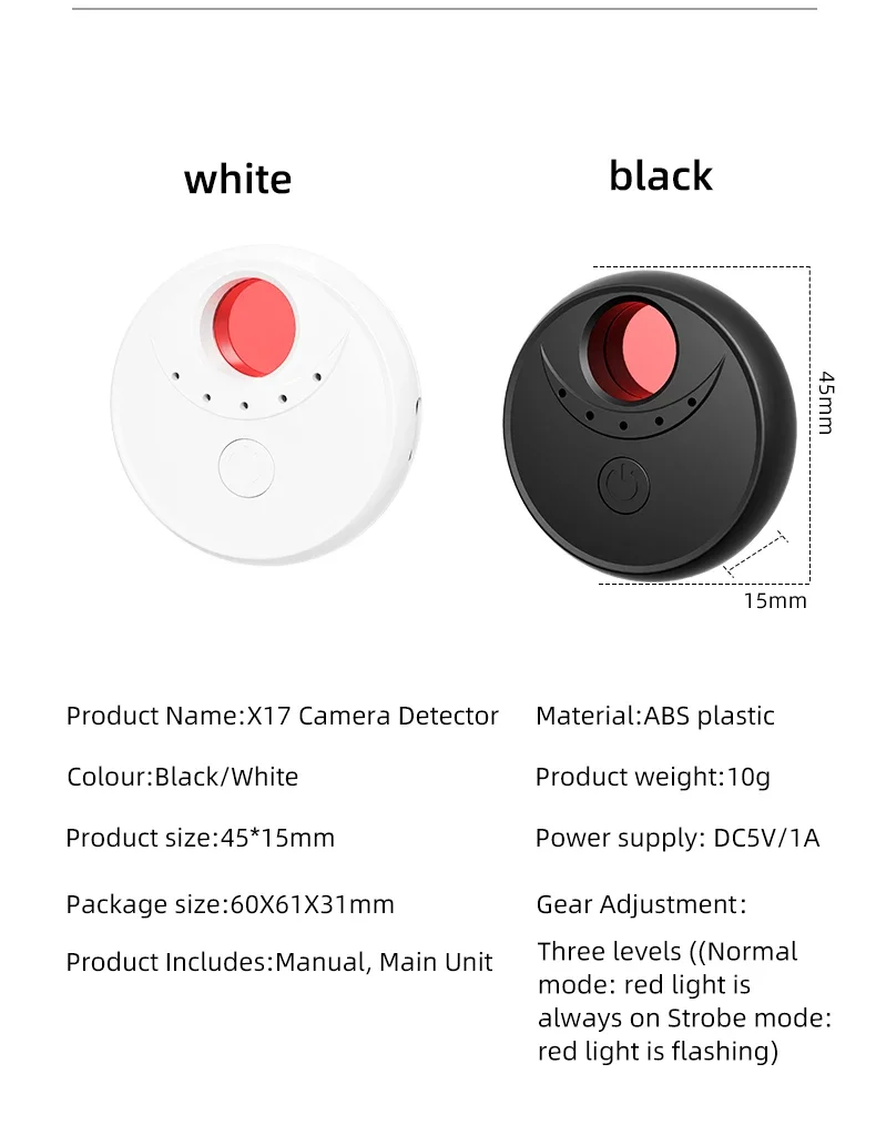 Portable X17 Anti-Peeping Camera Detector with Infrared Wireless Signal and Anti-Positioning Function