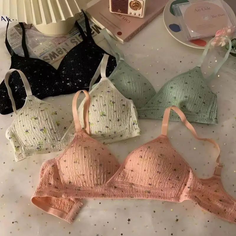 

Women Sexy female Lingerie Triangle Cup Brassiere Free Bra Underwear for Girls Without Steel Ring French Traceless comfort daily