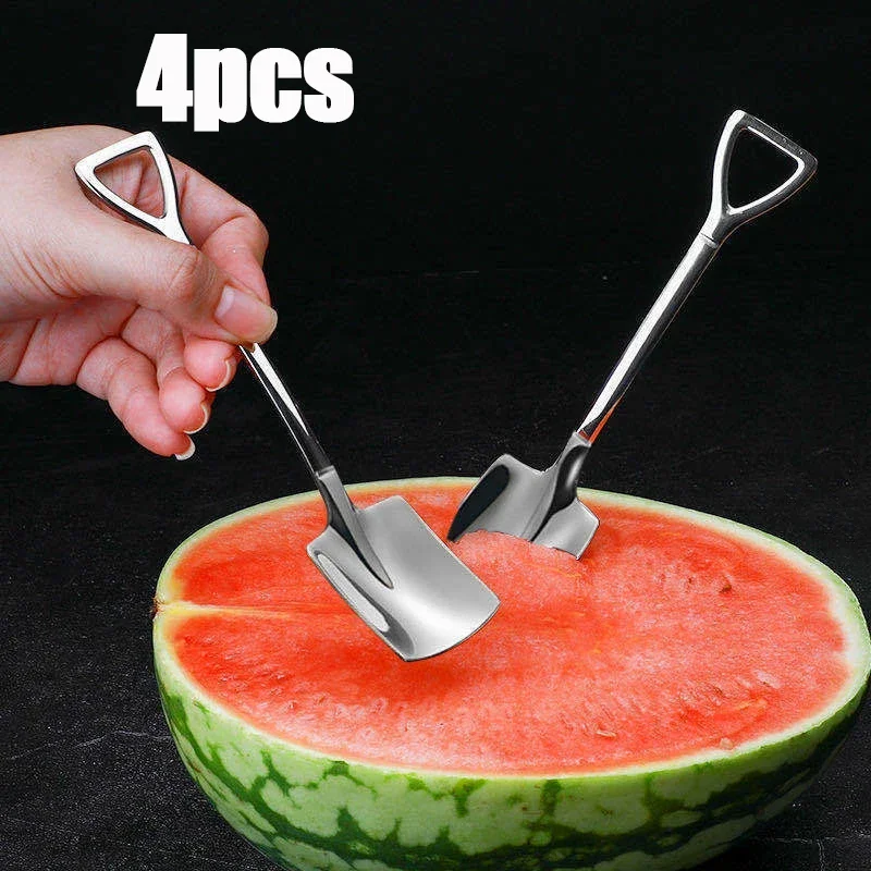 Stainless Steel Watermelon Spade Spoon Ice Cream Honey Fruits Spoon Retro Kitchen Tableware Creative Personality Coffee