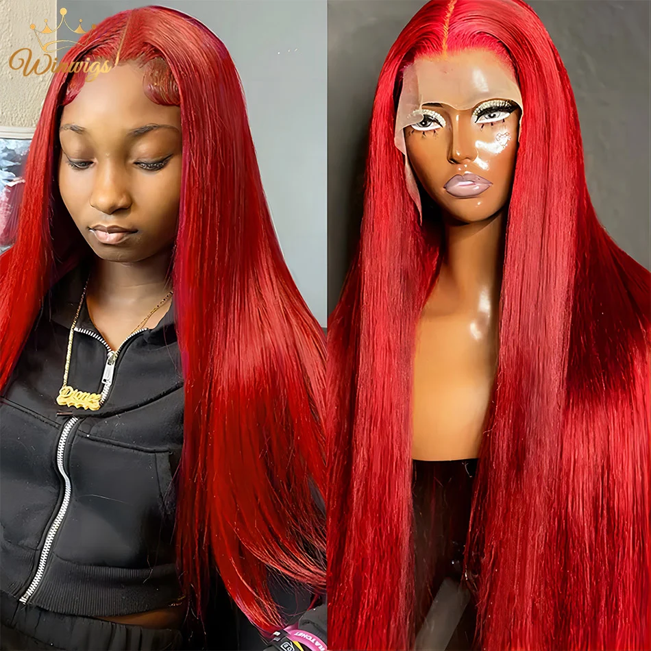 Red Brazilian Straight HD 13x4 Lace Front Wig HumanHair  display picture 1