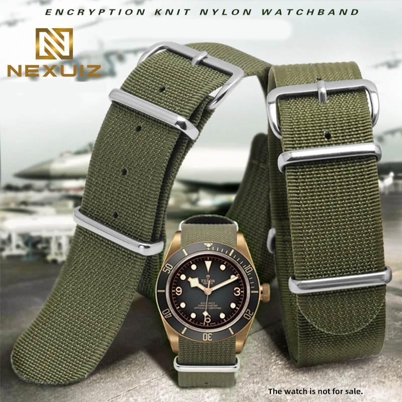 Cinturino Per Orologio Da Alpinismo Per Sport All'Aria Aperta Per Omega Speedmaster Seiko No.5 Rolex Green Water Ghost Bracelt Tessuto Denso 20/22Mm