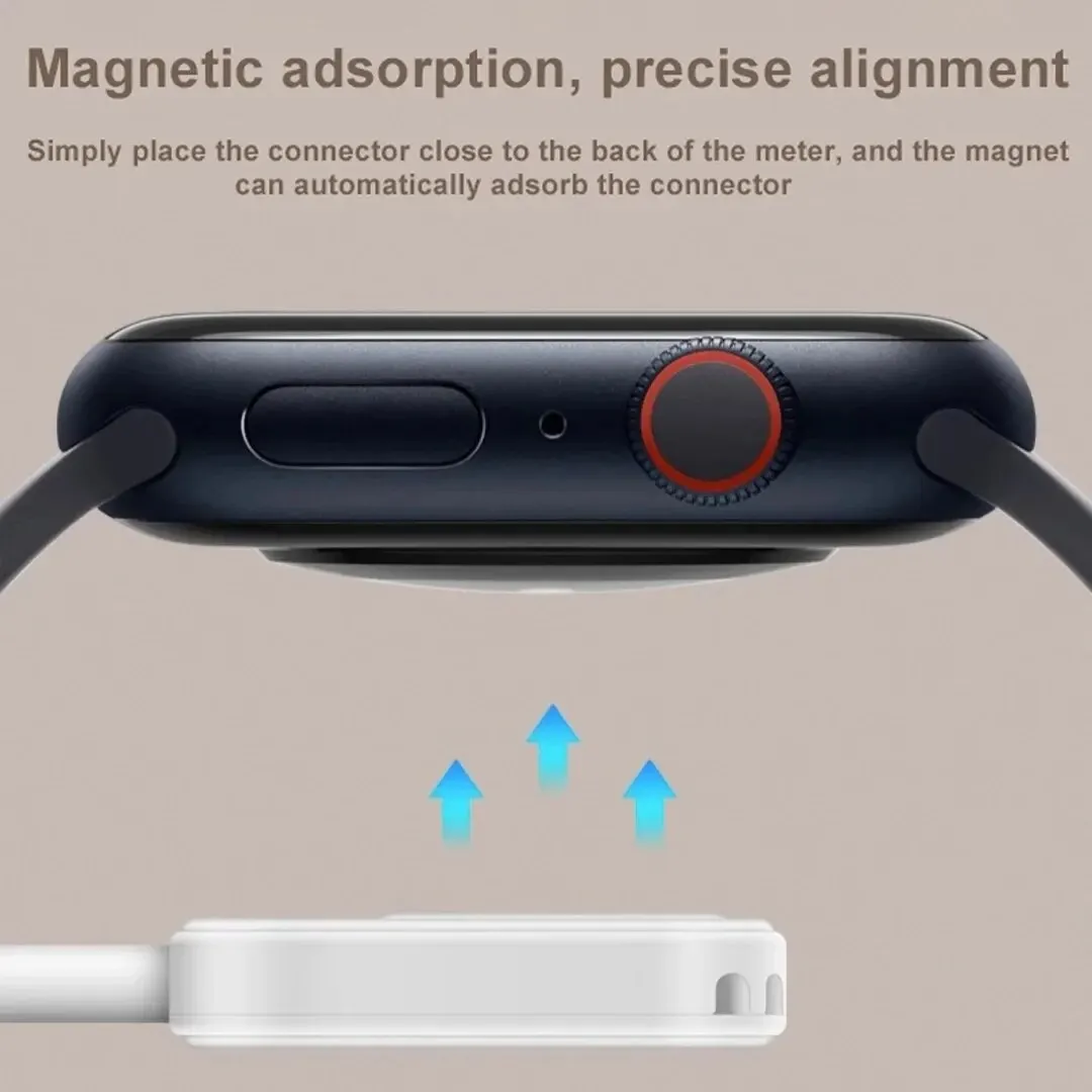 Portable Magnetic Wireless Charger for Apple Watch - Dual Interface, Type C & 8-Pin Compatibility