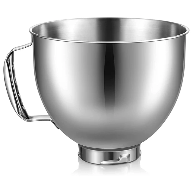 Stainless Steel Mixing Bowl & Dough Hook for KitchenAid 4.5 & 5.0 Quart  Tilt-head Mixers, Dishwasher Safe, Additional Replacement with KitchenAid