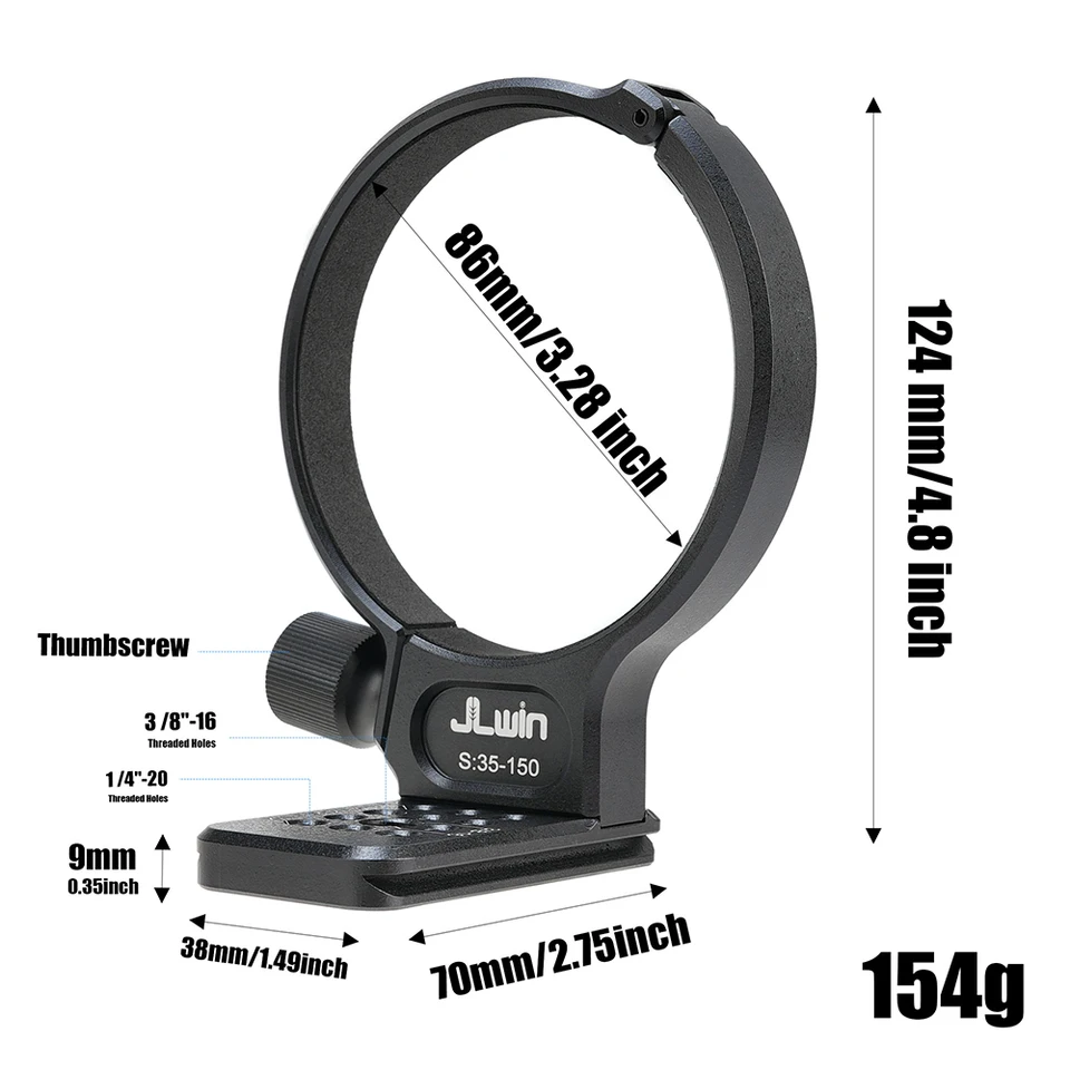 Lens Support IShoot CNC Tripod Mount Ring For Sigma 135mm F/1.8 Art Lens - Aviation Aluminum Collar With Arca-Swiss Plate Lens Tripod Collar