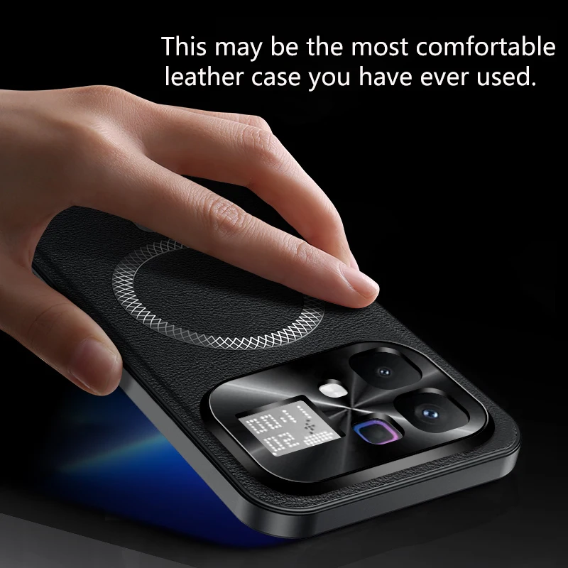 Shockproof Leather Wireless Charging Magnetic Case with Anti-Drop Protection and Slim Camera Guard