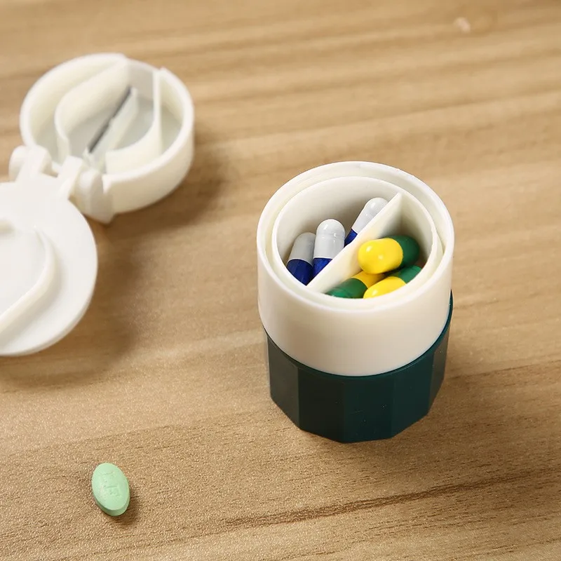 Pill organizer 4 In 1 Portable Medicine Splitter Powder Grinder Cutter Box Storage Drug Container Pillbox